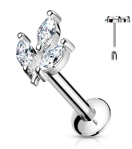Šperky4U Piercing do brady - lísteček - LB1085-1208-C