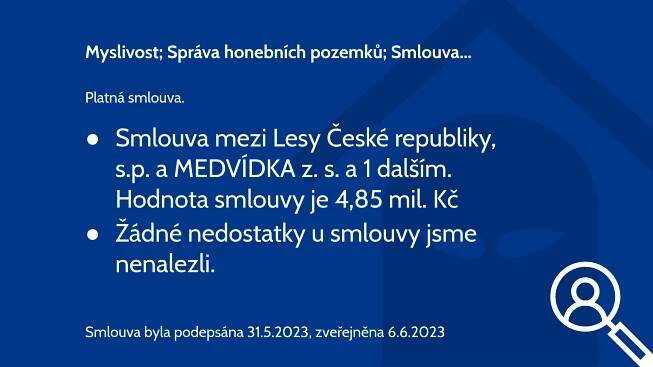 Smlouva 24687775. Myslivost; Správa honebních pozemků; Smlouva o nájmu honitby Medvídka
