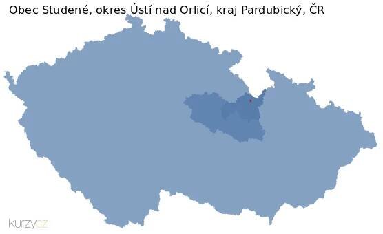 Mapa obce Pardubice, okresu Pardubice a kraje v ČR