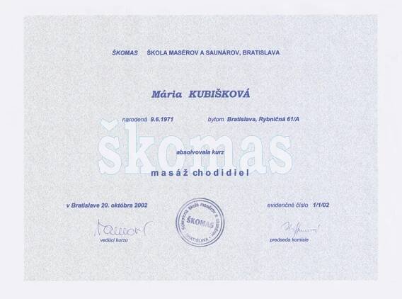 Certifikáty – masérka.sk