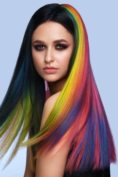 Black and Rainbow straight hair