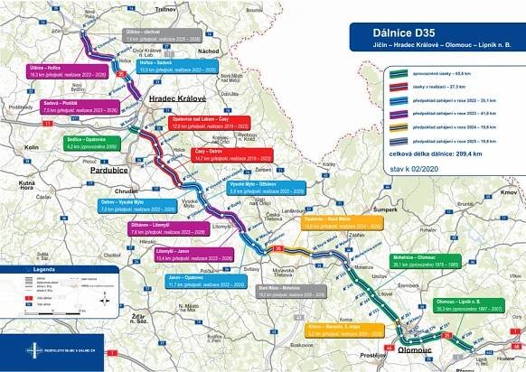 Potvrzeno, první dva úseky D35 budou zprovozněny v roce 2022