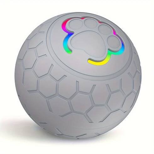 Dog Toys Bouncing Ball, Smart Bouncing Dog Ball, Teething Toys for Puppies, 56mm Diameter, Puppy Toy Ball with Colorful Flashing Lights, USB Rechargea