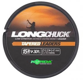 KORDA - Šokový vlasec LongChuck Tapered Leaders 0,33-0,47 mm 5x10 m Clear