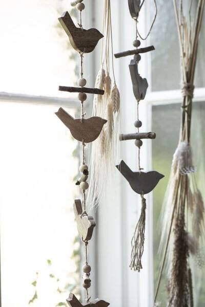 Závěsná dekorace Birds on String Grey