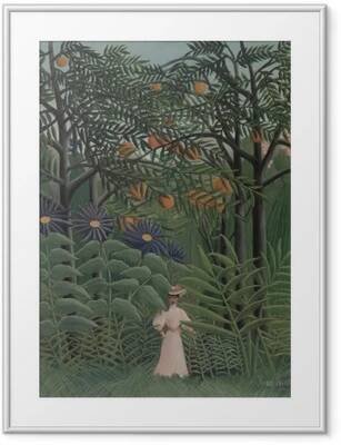 Rámovaný obraz Henri Rousseau - Chůzi Žena v exotickém lese