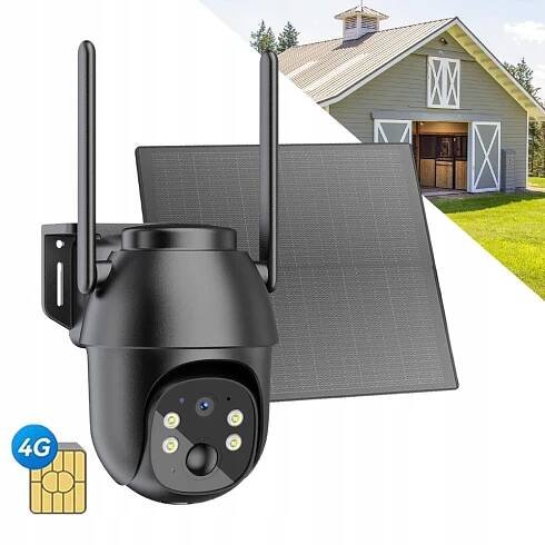 SOLÁRNÍ VENKOVNÍ OTOČNÁ KAMERA NA SIM KARTU GSM 3G 4G LTE SIM 2K 3MP SD za 2177.00CZK - Allegro