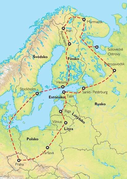 Poznávací zájezd Karélie - severská sága, Mapa