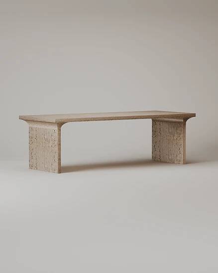The Arcus Table & Bench – Travertin – Tim Vranken