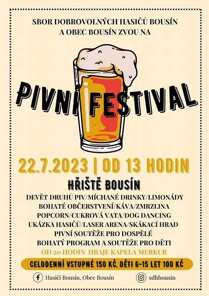 Pivní festival 2023 - Oficiální stránky obce Bousín
