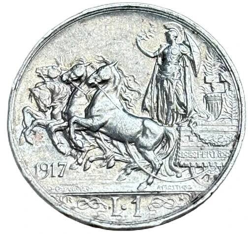 Itálie 1 lira 1917 - Král Viktor Emanuel III. (1900 - 1946)