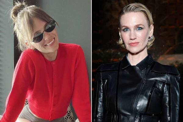 January Jones Ditches Her Famous Blonde Bob for Honey-Toned Messy Bun in New Photo
