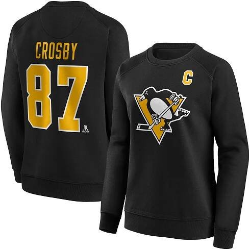 Pittsburgh Penguins Iconic Name & Number Graphic Crew Sweatshirt - Sidney Crosby 87 - Womens, , rebel_hi-res