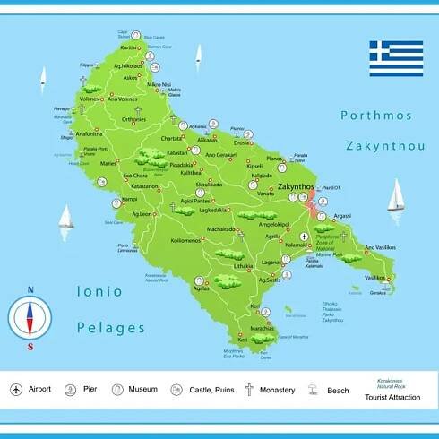 Mapa ostrova Zakynthos