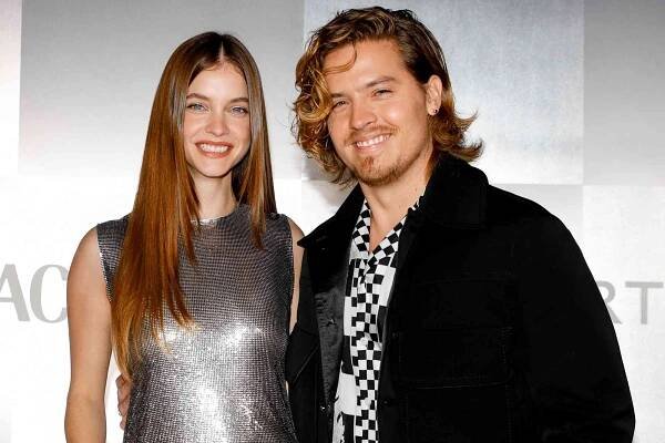 Barbara Palvin and Dylan Sprouse at the Versace x NET-A-PORTER event in Bel Air, Los Angeles, California on March 7, 2024. 