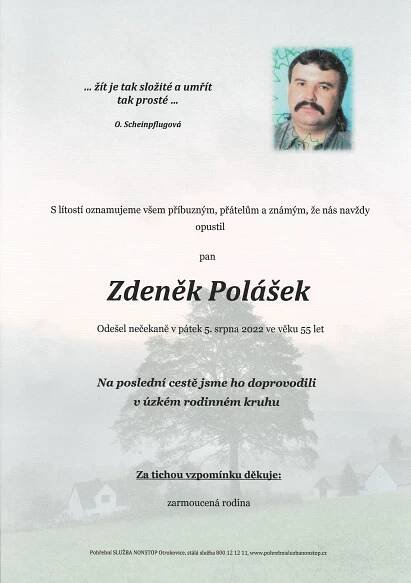 Smuteční oznámení - Zdeněk Polášek - Oficiální stránky města Napajedla