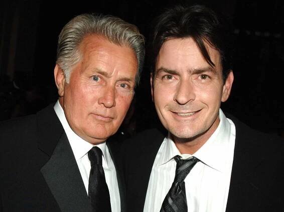 Martin Sheen and Charlie Sheen, presenters during 58th Annual Primetime Emmy Awards - Backstage at The Shrine Auditorium in Los Angeles, California, United States