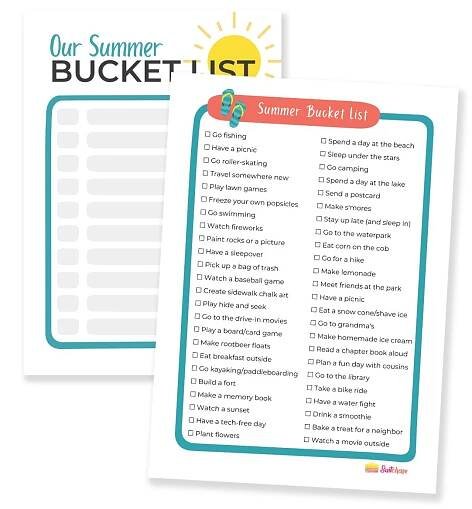 Summer Bucket List for Kids - PRINTABLE