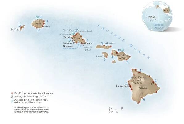 Hawaii’s surf spots map