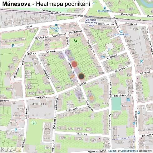 Mapa Mánesova - Firmy v ulici.