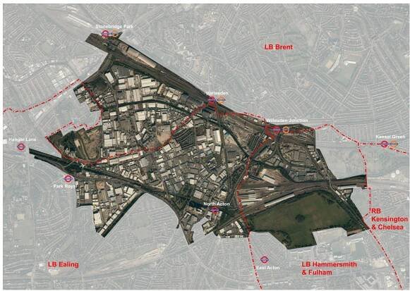 Fig. 15. Aerial view of OPDC showing London Borough boundaries. 
