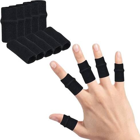 Chrániče prstů Elastické 10 Ks Tlakové Sport Oděrky Bolest Černé 4cm
