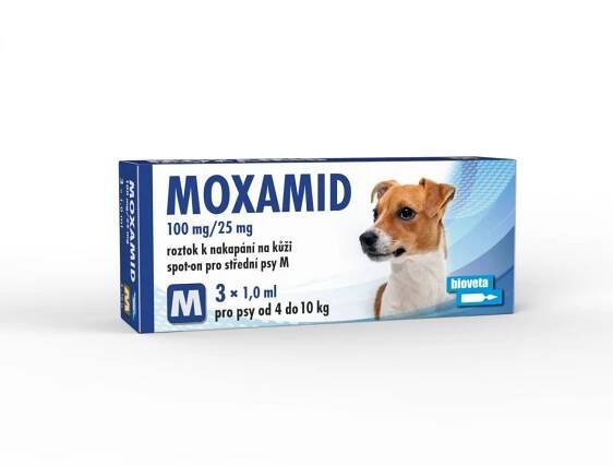 MOXAMID 100 mg/25 mg roztok k nakapání na kůži – spot-on pro střední psy M
