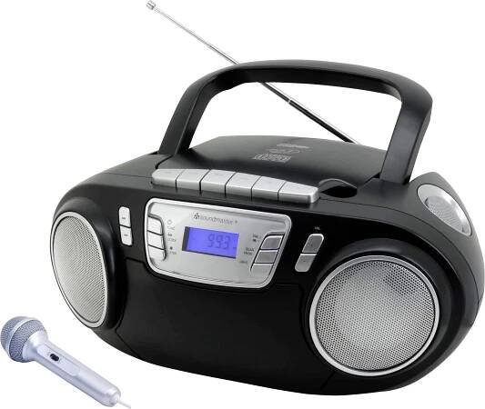 soundmaster SCD5800SW SCD5800SW rádio s CD, FM, USB, kazeta, rádiopřehrávač, včetně mikrofonu, černá
