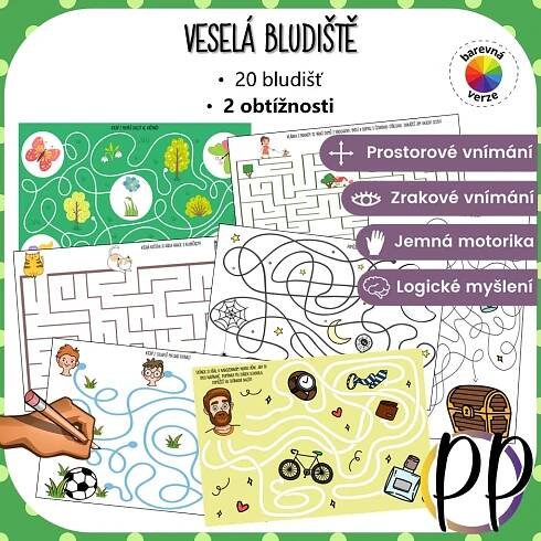 Pracovní list vícebarevný Veselá bludiště (PDF)
