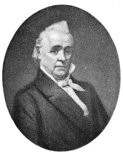James Buchanan, 1791, 1868, americký politik. Od roku 1857 do roku 1861 byl patnáctým prezidentem Spojených států, historicky digitálně restaurovaná reprodukce originálu 19. století, přesné datum neznámé — Stock obrázek