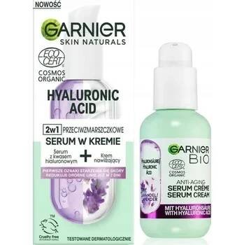 Pleťové sérum Garnier Hyaluronic Acid hydratační sérum na obličej proti vráskám v krému 2v1 s kyselinou hyaluronovou a levandulovým olejem 50 ml