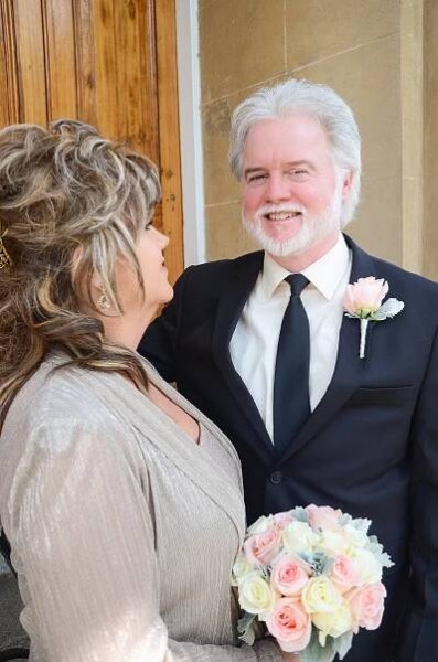 Older bride and groom at St. Philip's Church