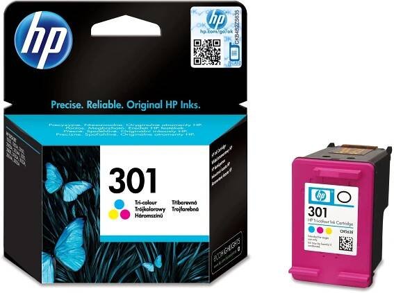 HP 301 Tříbarevná originální inkoustová kazeta