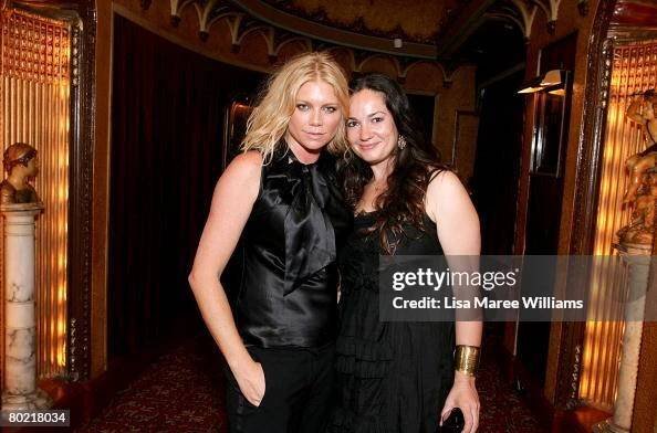 Actress Peta Wilson and friend attend the VIP drinks reception ahead...