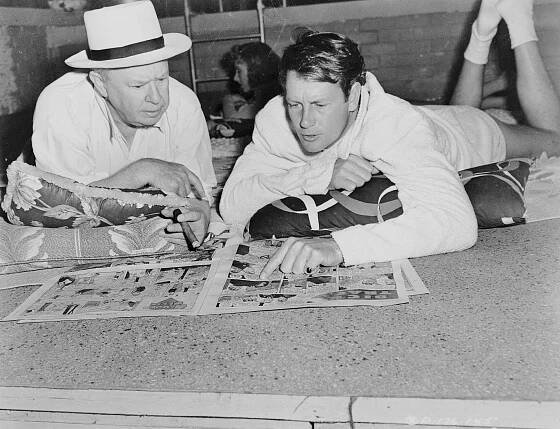 Veselá tlačenice - Z nakrúcania - Charles Coburn, Joel McCrea