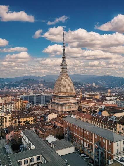Turín letecké krajina s Mole Antonelliana. Itálie. — Stock obrázek