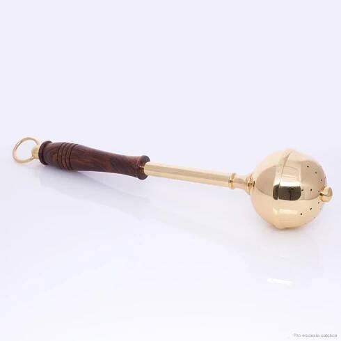Kropáč s dřevěnou rukojetí (zlatý) 33,5 cm