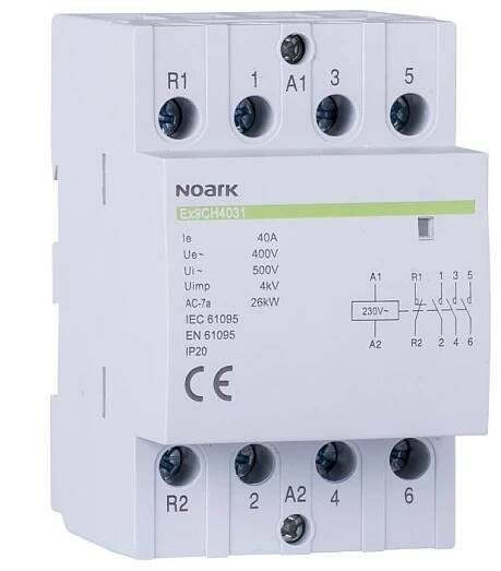Noark stykač - relé 400V, 40A, 3 fázový, 3+1 kontakt Ex9CH40