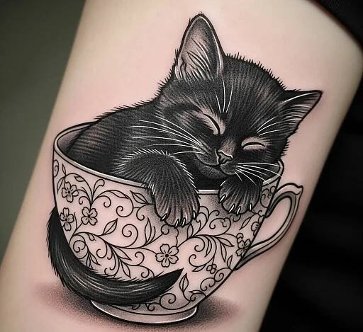 Black Cat in a Teacup