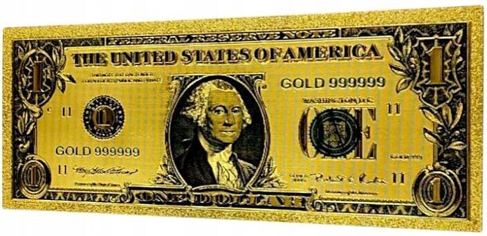 1 AMERICKÝ DOLAR Fantazijní pozlacená kopie BANKOVKY z PVC DÁREK