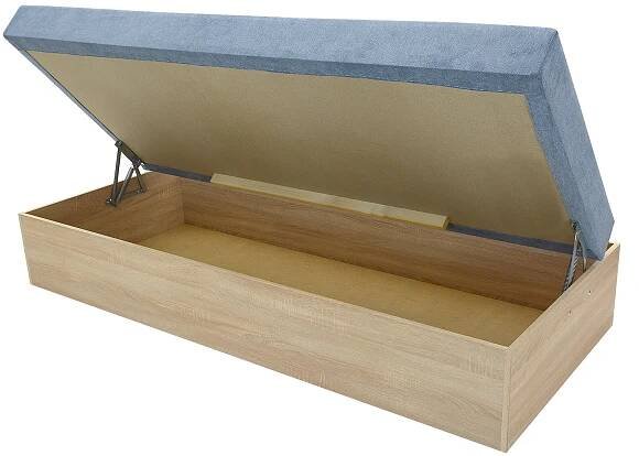 Jednolůžková postel (válenda) 85 cm Idona (světlomodrá) (s roštem a matrací) (s úl. prostorem)