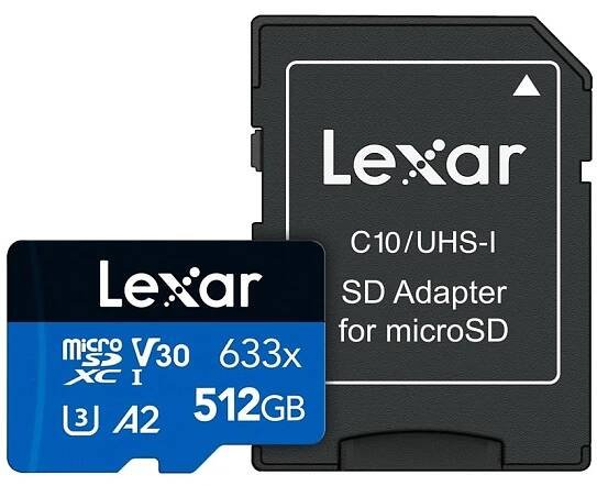 Paměťová karta Lexar 633x microSDXC 128GB UHS-I (100R/45W) C10 A1 V30 U3 + adaptér (LSDMI128BB633A)