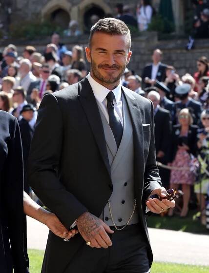 Fotbalista David Beckham na svatbě prince Harryho s Meghan Markle