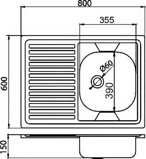 NOVASERVIS - Dřez 60x80 celoplošný s okapem levý nerez (DR60/80L)