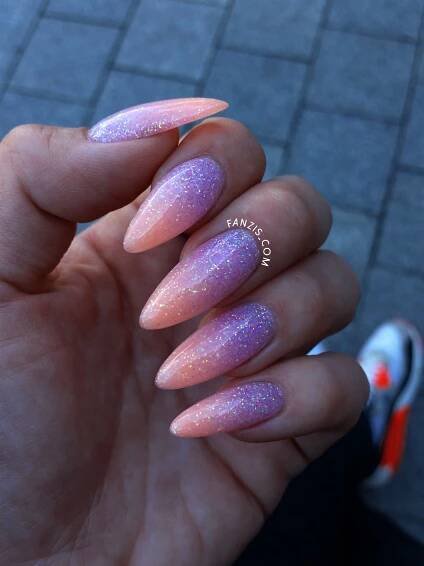 neon ombre glitter nails 