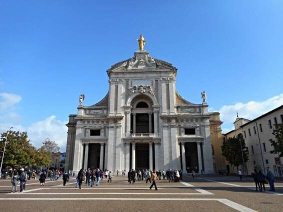 The city of Assisi and the Basilica of Santa Maria degli Angeli