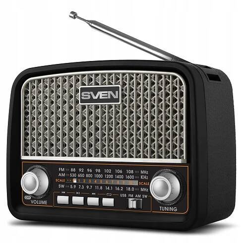 SVEN SRP-555 přenosné rádio, rádio USB microSD FM AM SW, retro