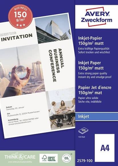 Avery-Zweckform Superior Inkjet Paper 2579-100 papír do inkoustové tiskárny A4 150 g/m² 100 listů bílá