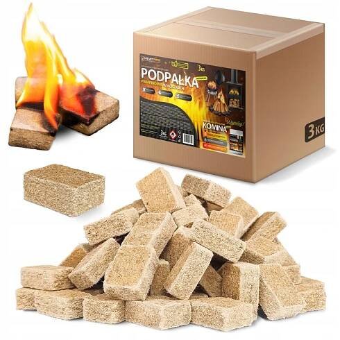 Ekologický PODPALOVAČ do krbu KOSTKY HeatFire Podpalovač KOMINEK Grilla 3kg