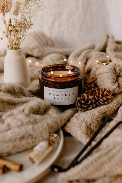 Pumpkin spice amber Jar Autumnal 80 Hour soy candle vegan | Candles, Fall home decor, Fall candles